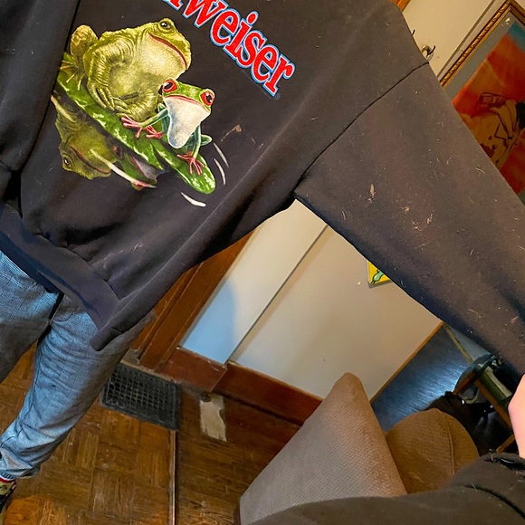 RARE BUDWEISER CREWNECK 90s Budweiser Frog SuperBowl 95 BUDWEISER commercial - Picture 4 of 14